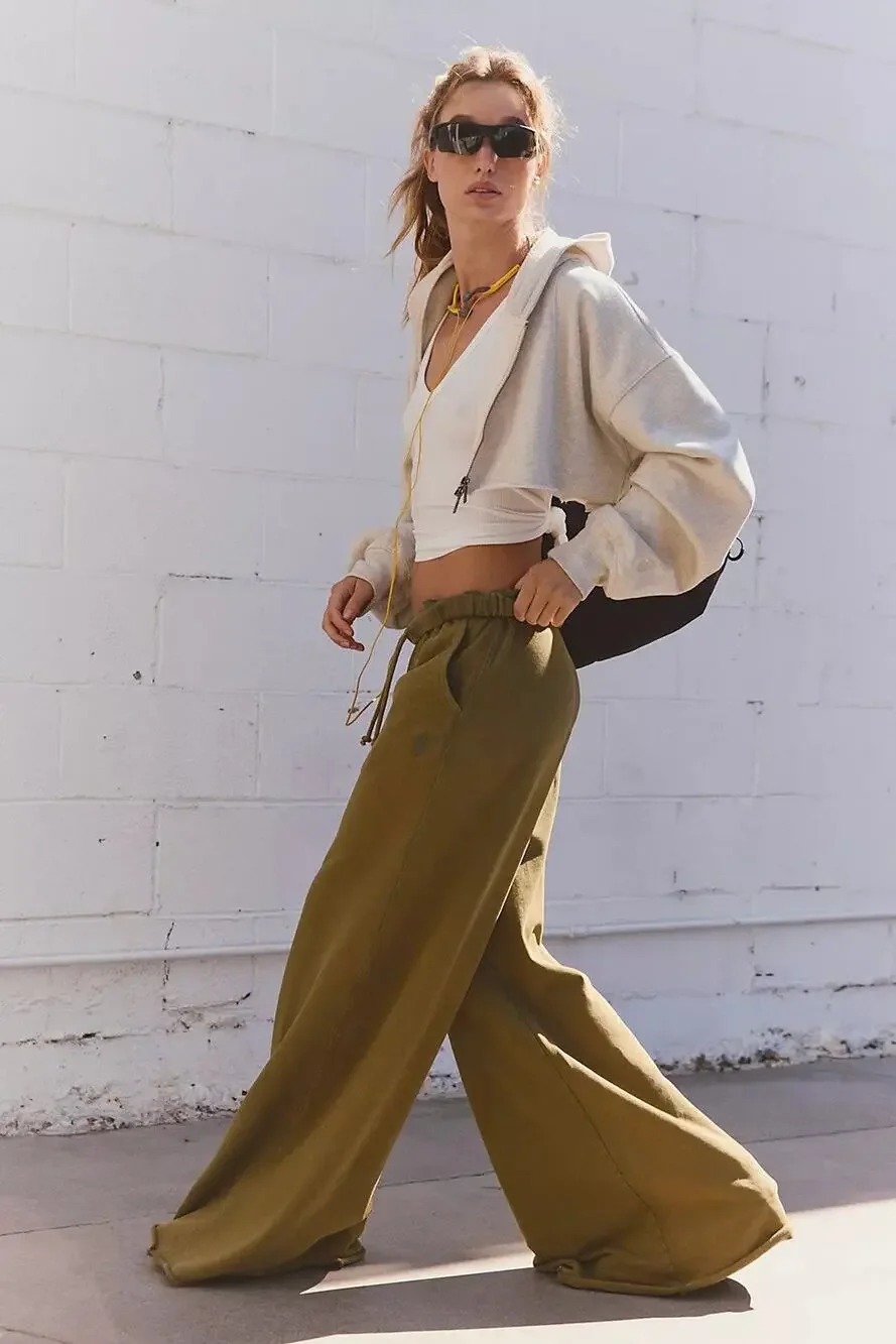 Free People Best Of Wide-Leg Low-Rise Cotton Pants - XS